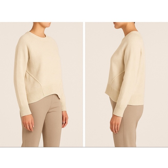 Brochu Walker Womens Classic Crew Neck Ultra Soft Cream Cashmere Sweater Size XS - Picture 3 of 11